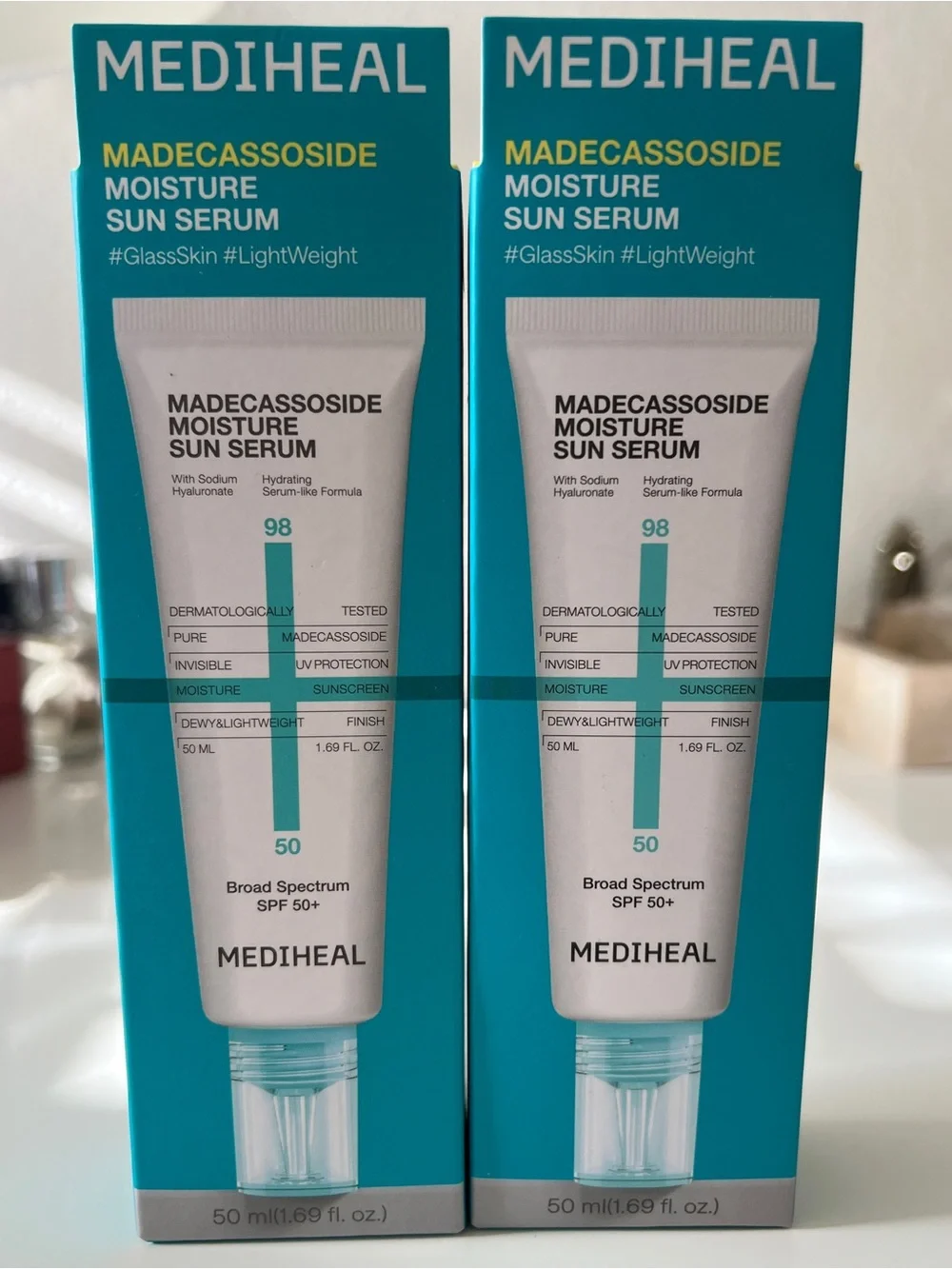 MEDIHEAL Madecassoside Moisture Sun Serum US FORMULA - Bundle of 2